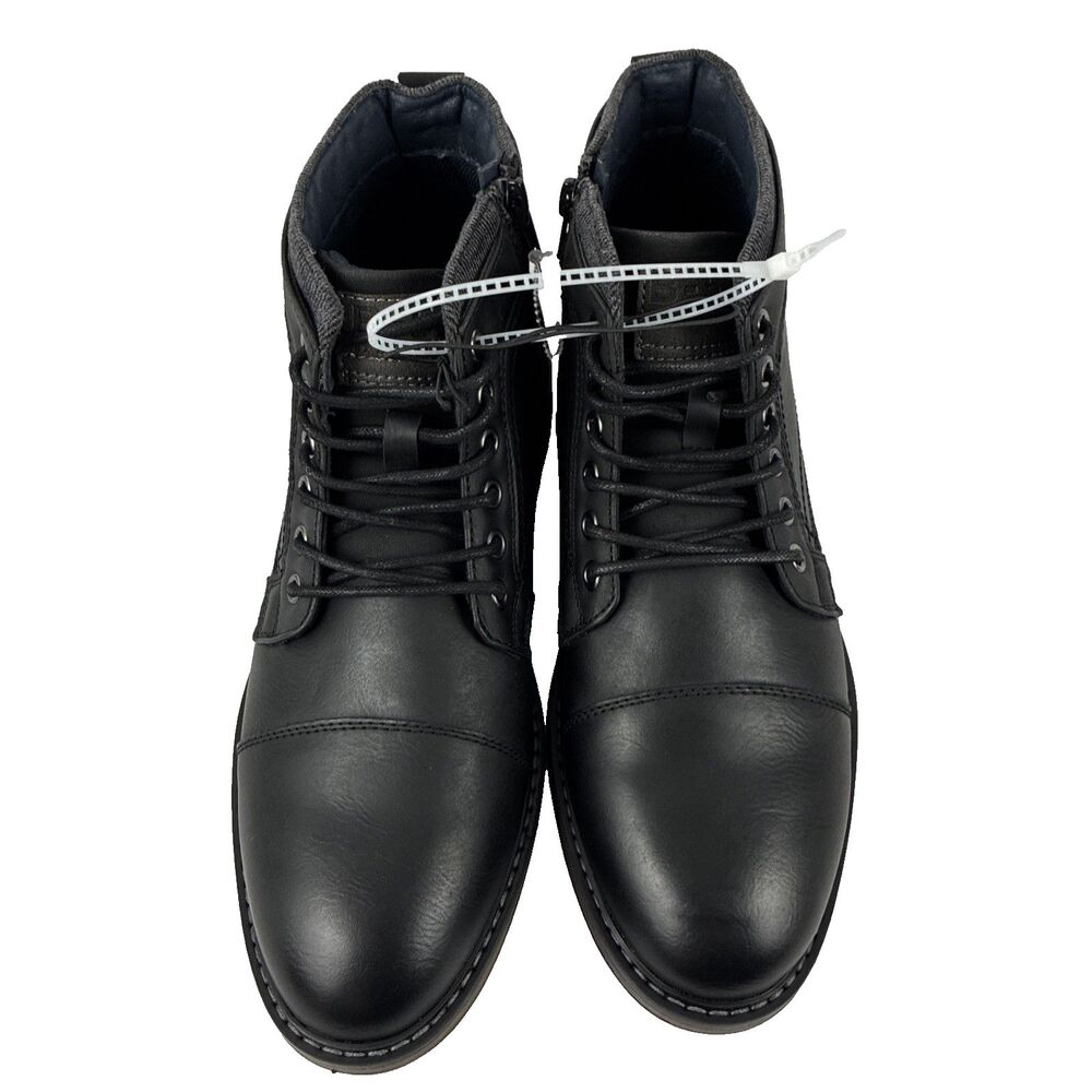 B-52 by Bullboxer Boots Mens Size 9 Black Cap Toe Lace Up Side Zip Ankle Dress - Picture 3 of 6